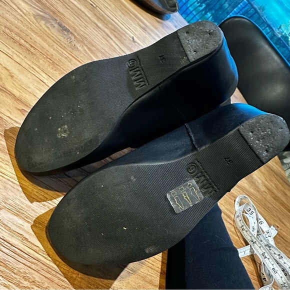 MM6 Maison Margiela Women’s Hidden Wedge Heel Booties Leather Tan Black Neutral - Picture 4 of 8